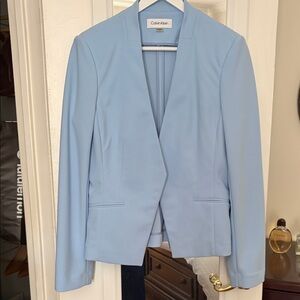 Calvin Klein Pastel Blue Open-Front Blazer